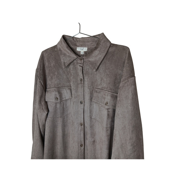 New Easel Los Angeles Oversized Shirt Jacket Coat Gray L Soft Stretch Long” - Picture 5 of 8